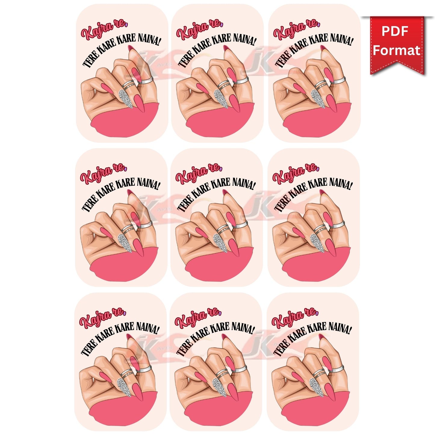 Kajrare Kajal Holder Printable | Haldi Mehendi Wedding Return Favor