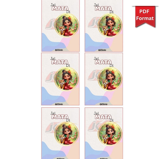 Navratri Gift Tag Cards Printable: Mata Ki Chowki & Kanjak Return Favor Labels | Festive DIY Decor PDF