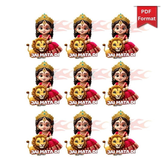 Mata Rani Blessing Cards Printable: Navratri Kanjak Gift Tags & Prasad Labels | Digital Download