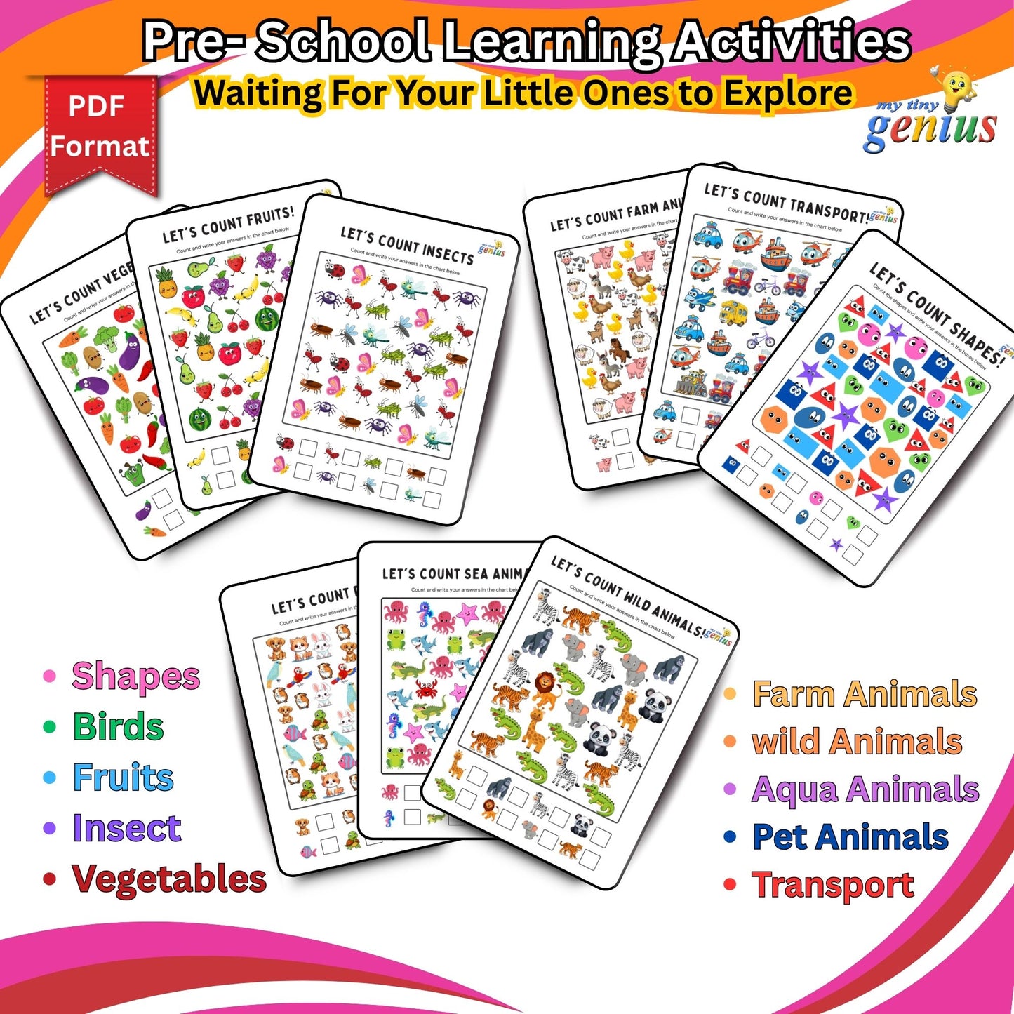 I Spy Activity Sheets – Printable PDF Pack for Ages 3 to 6 | 10 Themed Worksheets